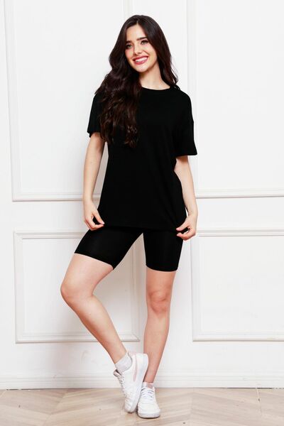 Black Short Sleeve Shorts Set