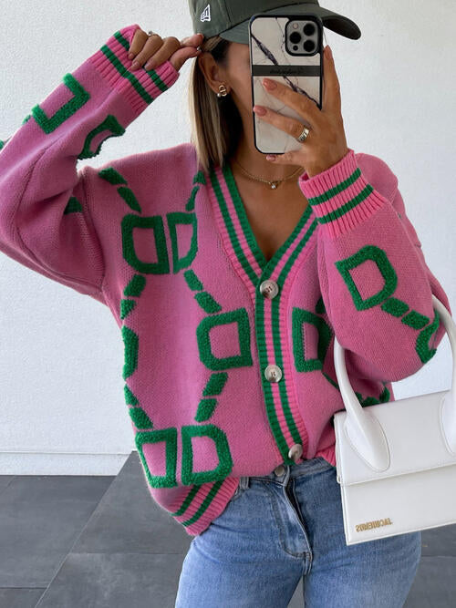 Geometric Preppy Cardigan