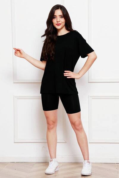 Black Short Sleeve Shorts Set