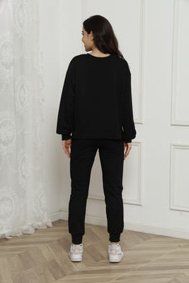 Black Long Sleeve Pants Set